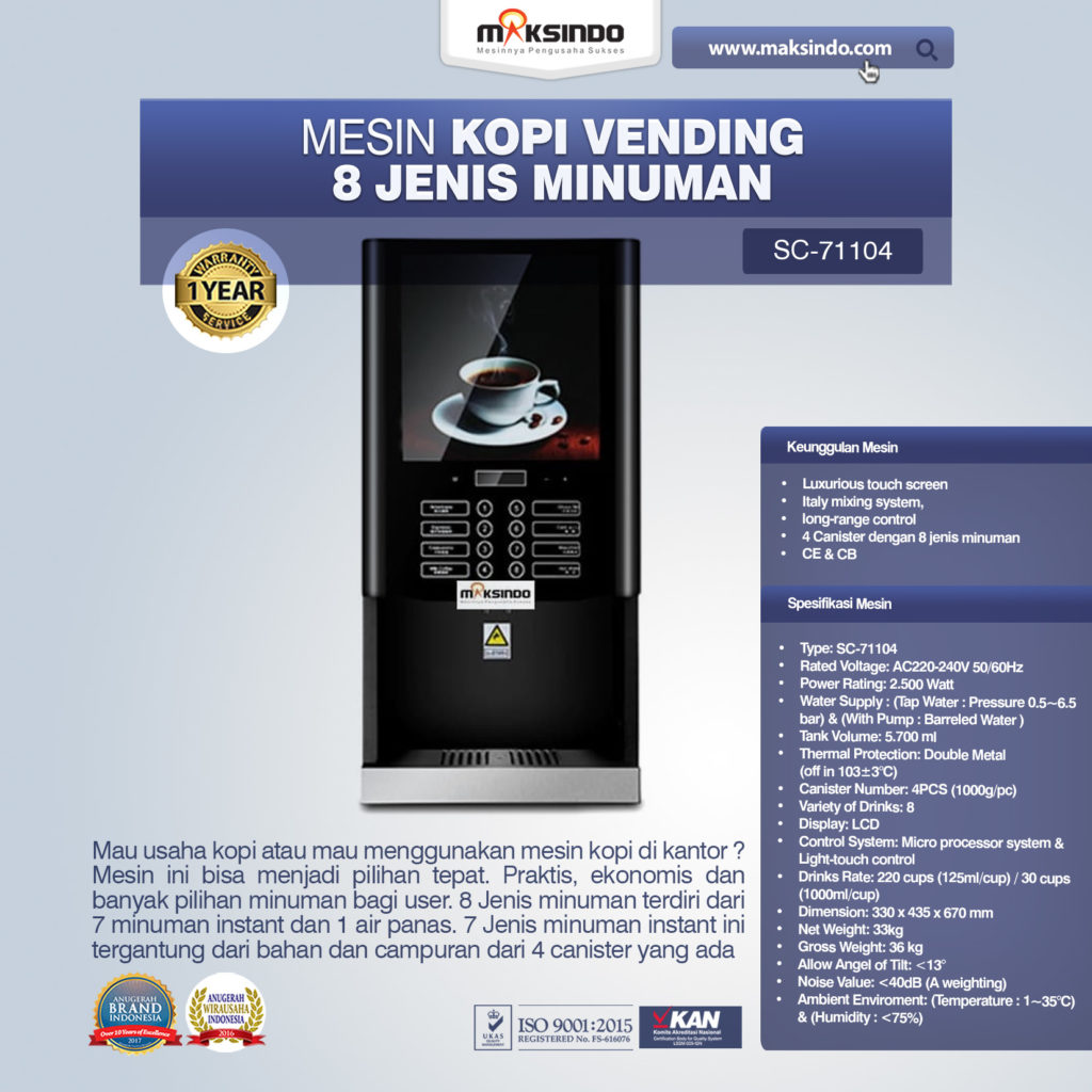 Jual Mesin Kopi Vending 8 Jenis Minuman di Medan - Toko Mesin Maksindo