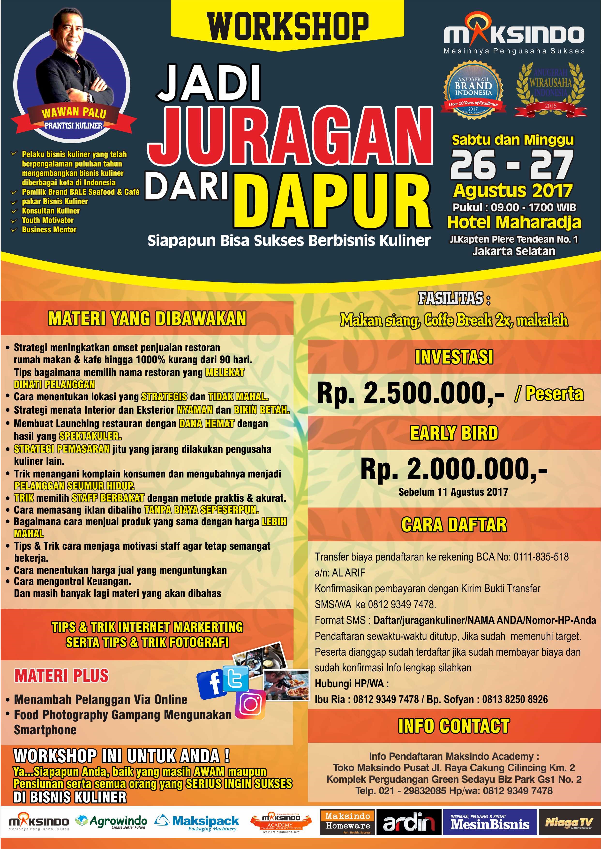 Workshop Jadi Juragan Dapur, 26-27 Agustus 2017