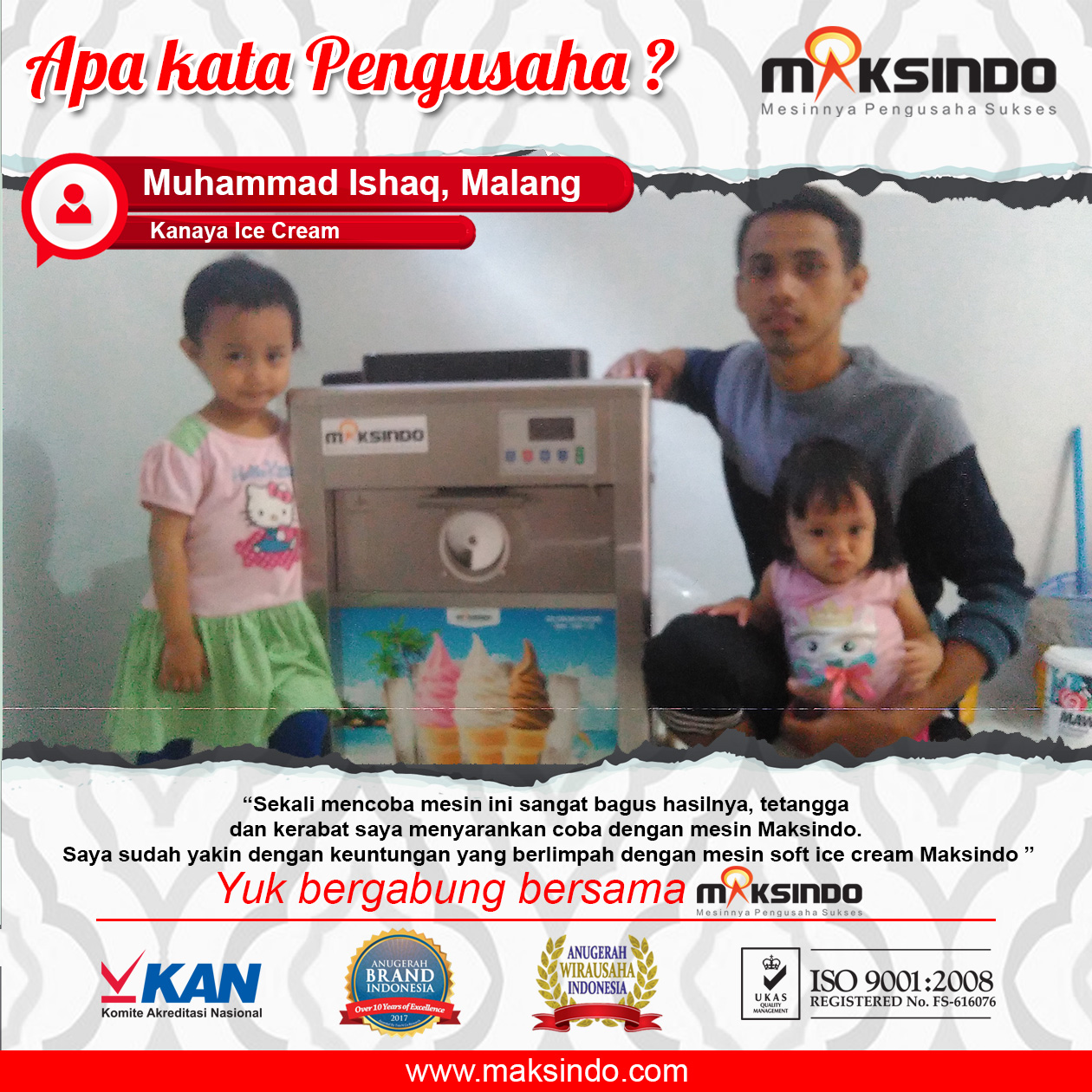 Kanaya Ice Cream :Mesin Soft Ice Cream Maksindo Hasilnya Sangat Bagus