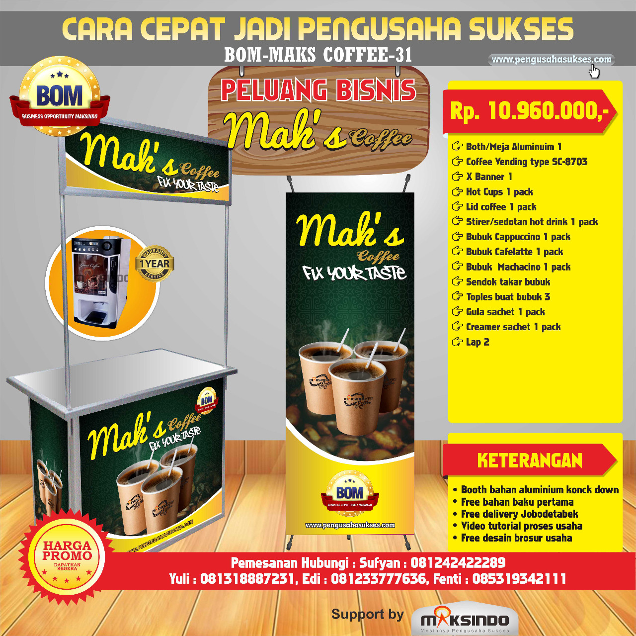 Paket Usaha Mak’s Coffe Program BOM