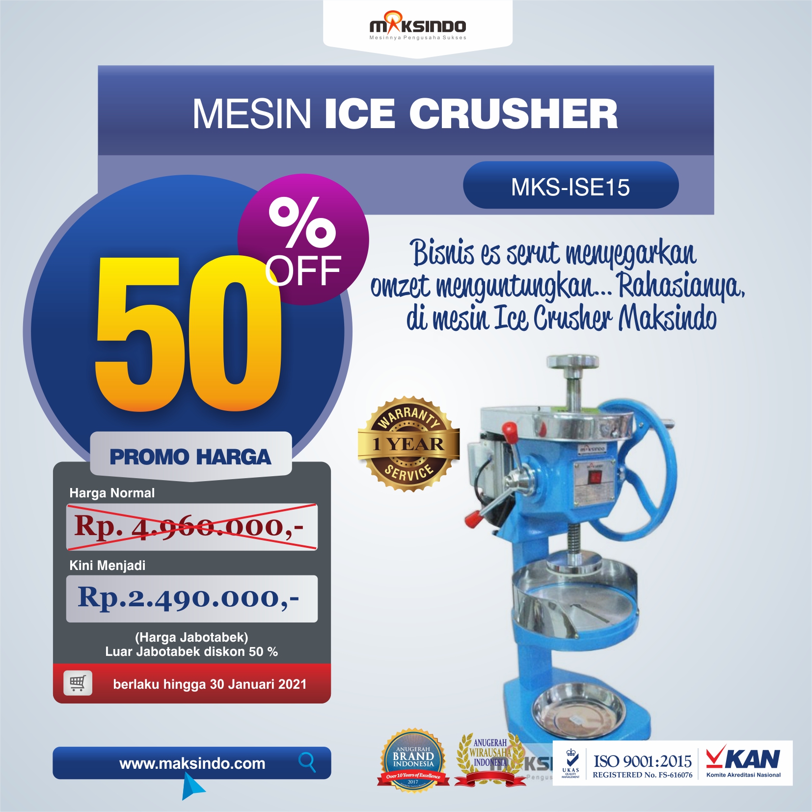 Jual Mesin Ice Crusher MKS-ISE15 di Medan