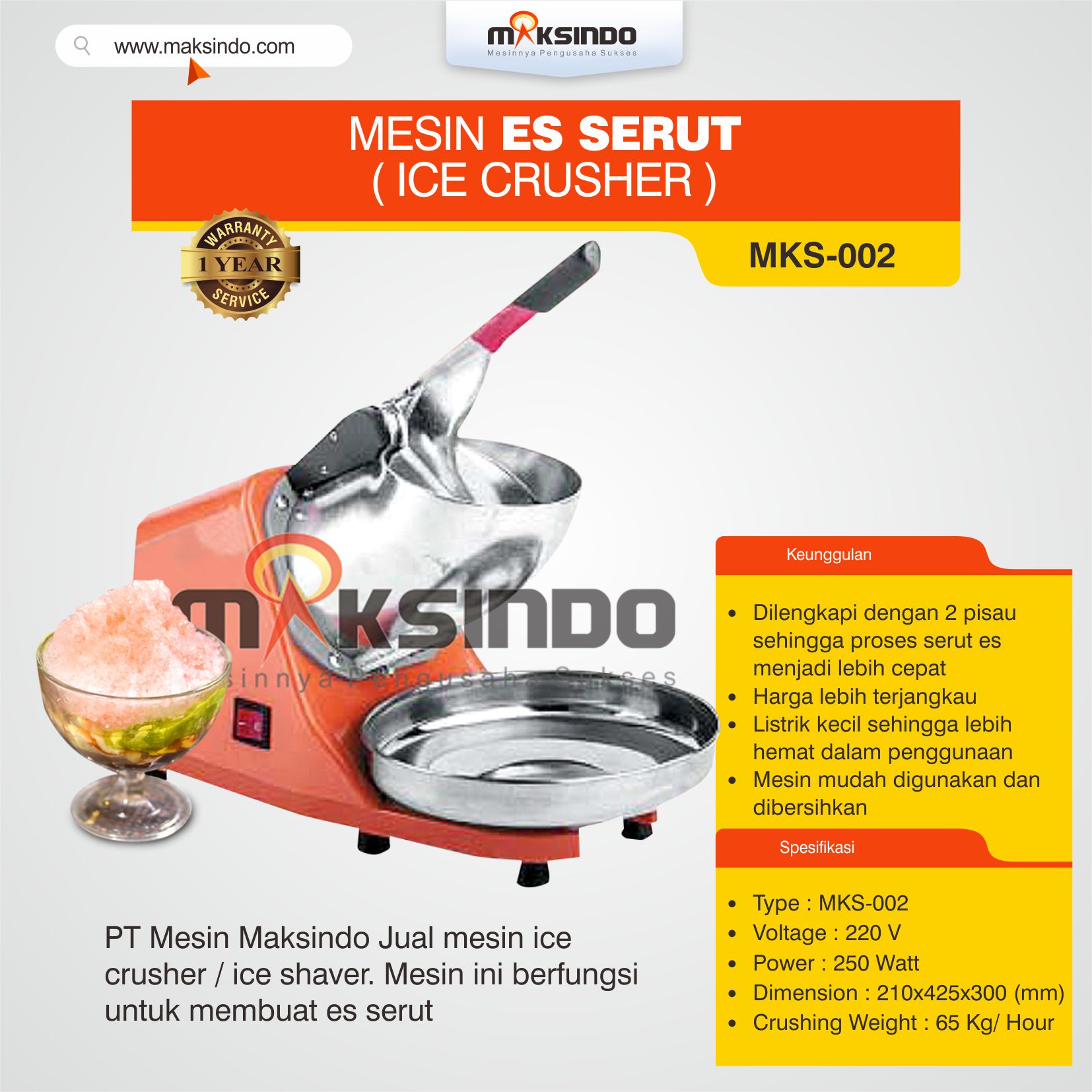 Mesin Es Serut (Ice Crusher- MKS002)